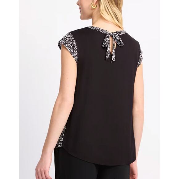 FORTUNE + IVY Dani Mixed Material Blouse - Women's Size Large - Picture 2 of 9